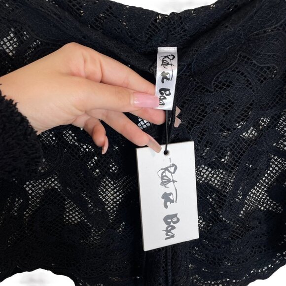 NWT Rat & Boa Nolita Crochet Lace Drawstring Shorts Micro Black Size S - Picture 4 of 10